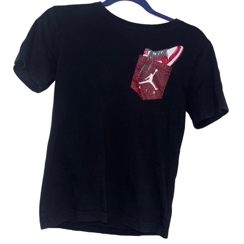 Jordan Black Tee with Red Pocket Design